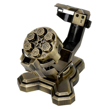 WFIGHT Revolver Dice Bullet Nest Dice Set for DND - 6 Zinc Alloy Bullet Polyhedral Dice in Spinning Cylinder Case, RPG Metal Gaming Accessory Gift (D4, Bronze) - color: Bronze, style: D4