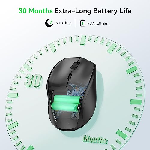 TECKNET 2.4G Wireless Mouse, 4800 DPI Ergonomic Computer Mouse, USB, Black | Mouse for Laptop with USB Receiver, 6 Adjustable DPI, Quiet Click, 30-Month Battery, 6 Button, Portable for PC Chromebook Mac - color: Carbon Black