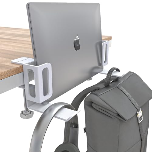 NODOCA Laptop Storage for Desk, Vertical Laptop Stand for Desk, MacBook Vertical Stand, with Headphone Holder, Desk Side Storage for MacBook/Surface/Samsung/HP/Dell[M, White] - color: White, size: 1-Slot