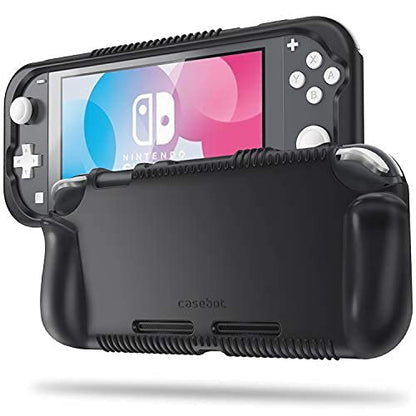 FINTIE Soft Silicone Protective Case for Nintendo Switch Lite 2019 | Ergonomic Grip, Anti-Slip, Shock-Absorption & Anti-Scratch, Lightweight Grip Case Cover, Black - color: Black