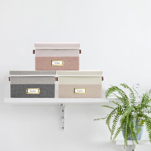 Vienrose Greeting Card Organizer Box with 20 Removable Dividers, 84 Labels, Foldable Storage Box Great for Greeting Cards, Photos, Envelopes, Stickers, Postcards, Beige&Khaki - color: Beige&Khaki