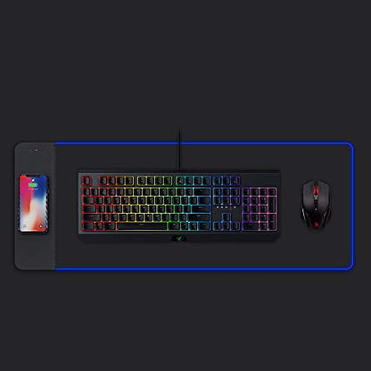 RGB Gaming Wireless Charging Black Mouse Pad,31.5x12 Inch Large and Long 10W Fast Wireless Charger Extended Mousepad XL LED Mouse Pad for PC/Computer/Laptop