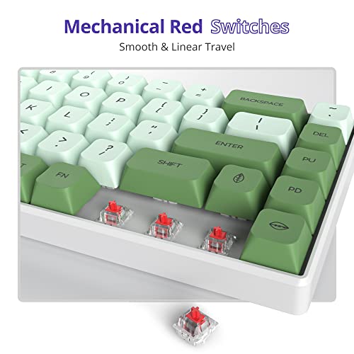 Owpkeenthy Wired 65% Percent Mechanical Gaming Keyboard Creamy Keycaps with Red Switch Ultra Compact RGB 60% Cute Green Gaming Keyboard N-Key Rollover for PC Gamer (Matcha/68 Red Switch) - color: Matcha/68 Red Switch