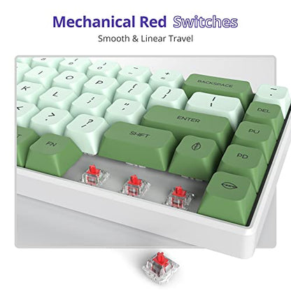 Owpkeenthy Wired 65% Percent Mechanical Gaming Keyboard Creamy Keycaps with Red Switch Ultra Compact RGB 60% Cute Green Gaming Keyboard N-Key Rollover for PC Gamer (Matcha/68 Red Switch) - color: Matcha/68 Red Switch