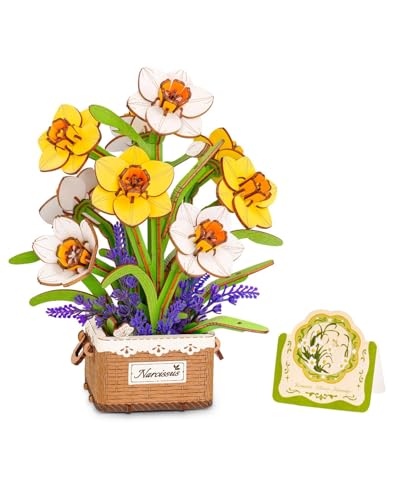 Rowood 3D Puzzles for Adults,Mother's Day DIY Wooden Flower Narcissus Craft Kit,Artificial Flower Botanical Collection,Christmas Birthday Decoration Centerpiece for Table - style: Narcissus