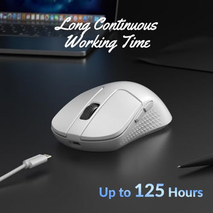 Keychron M3 Mini Wireless Optical Mouse, Bluetooth 5.2/2.4 GHz/Wired Gaming Mouse, Programmable PixArt 3311 Sensor with up to 12,000 DPI/ 300 IPS, Lightweight Ergonomic for Windows Mac Linux - White - color: White, style: PixArt 3311 (1K Polling Rate)