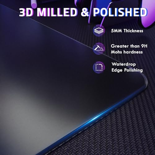 ATTACK SHARK CM05SE Glass Gaming Mouse Pad for FPS & Esports, Nano-Etched Tempered Glass Surface,Ultra-Smooth Low Friction Hard Mousepad,Waterproof Large Desk Mouse Mat for PC Setup,Black - color: Black White