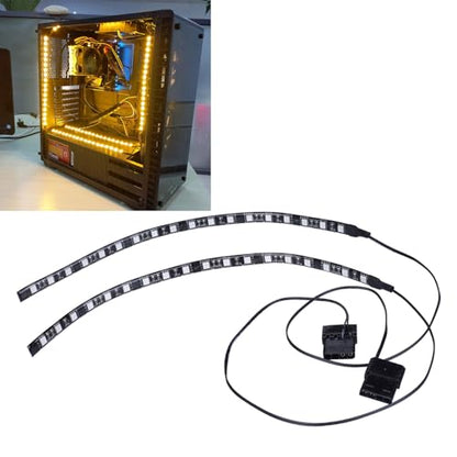 DS Gold Yellow LED Light Strip Computer Lighting with Magnetic for PC Case Lighting Kit (2Pack, 30CM, Molex Connector, S Series，Golden) - color: Golden