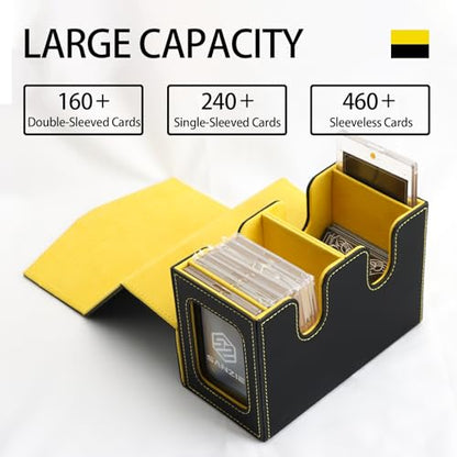 SANZIE Card Deck Box for MTG Commander Deck Box with 2 Toploaders (Black) | Card Storage Box with Commander Display, Fits 240+ Single Sleeved Trading Cards, PTCG TCG Deck Box for Trading Cards - color: Black