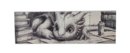 Wooden Dungeon Master Screen, 4-Panel Magnetic Engraved DM Screen, 11.25x35 inches (Book Wyrm) - style: Book Wyrm