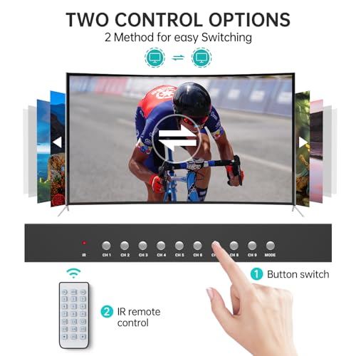 MT-VIKI 4K HDMI Multi-Viewer 9x1 w/IR Remote, 4K@30Hz Seamless HDMI Switcher 9 in 1 Out for PS4/PS5/Security Camera - size: 9x1 w/ IR Remote