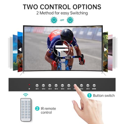 MT-VIKI 4K HDMI Multi-Viewer 9x1 w/IR Remote, 4K@30Hz Seamless HDMI Switcher 9 in 1 Out for PS4/PS5/Security Camera - size: 9x1 w/ IR Remote