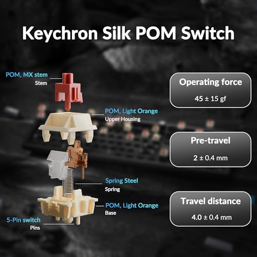 Keychron Q6 Ultra 8K Polling Rate Aluminum Wireless Mechanical Keyboard, 2.4 GHz/Bluetooth/Wired Full-Size Custom RGB, Hot-Swappable Silk POM Red Switch for Mac Windows Linux - Black - color: Red Switch