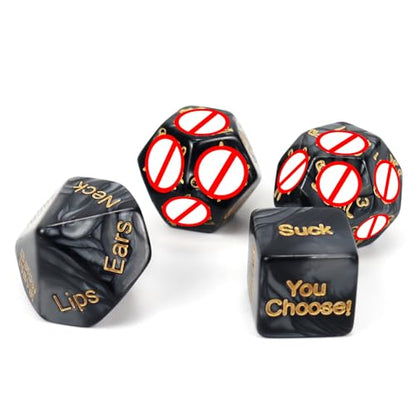 kykake Valentines Day Him, 4Pcs Date Night Dice for Couple, Date Night Ideas Dice After Dark Edition Game Anniversary for Him Her, Portable Couple Gift Ideas Date Dice Set - color: 4pcs Black Dice