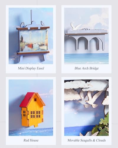 3D Wooden Puzzles for Adults - DIY Model Building Kits Ship Crafts with LED Light - Home Decor, Wall Art & Unique Creative Gifts for Art Lovers (Red Sailboat) - style: Red Sailboat