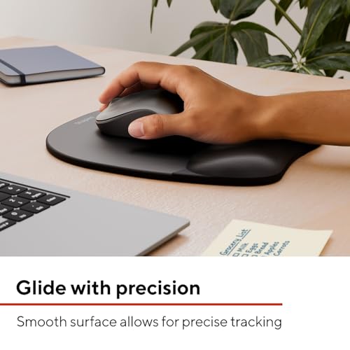 Foam Mouse Pad with Wrist Rest, Memory Foam, Black, Non-Skid, 8.07 x 9.48 Inches