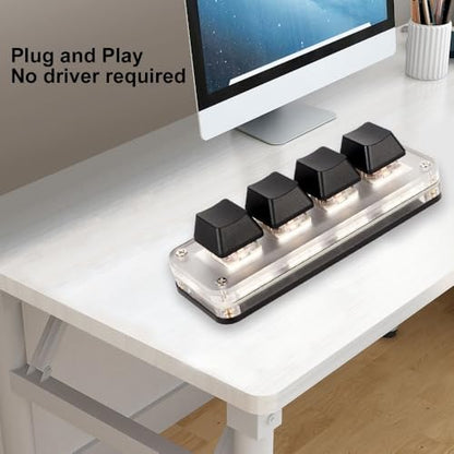 Mini Mechanical Keyboard - USB Wired Programmable Keypad for Gaming and Volume Control Custom Shortcuts, Plug and Play(4 Keys)