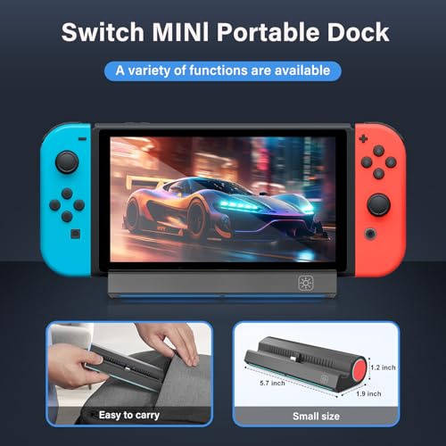Switch TV Dock Station Compatible for Nintendo Switch/Switch OLED, Switch Station with LAN PORT/4K HDMI/1080P/60Hz Output, Compatible with Official Switches Docking Stand (1000Mbps Ethernet Port)