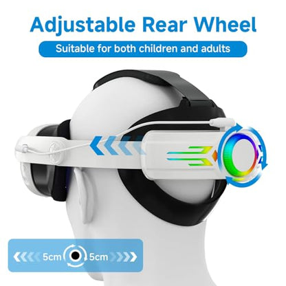 Head Strap Battery for Meta Oculus Quest 3 3S, 12000mAh Rechargeable Battery Head Strap, Adjustable Elite Strap with Battery RGB Light 8H Playtime