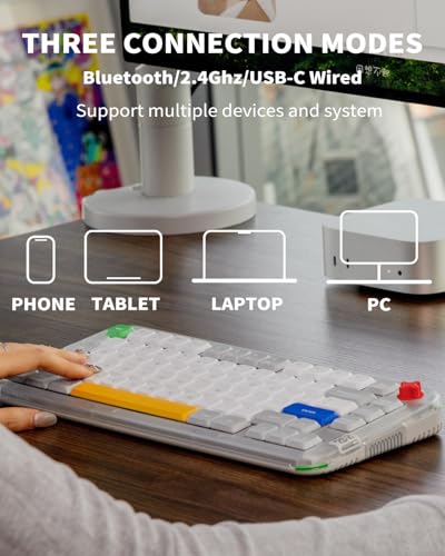 nuphy Kick75 Low Profile Keyboard with Volume Knob,75% Hot Swappable Custom Wireless Mechanical Keyboard,80 Keys RGB Backlit with PBT Keycaps,BT/2.4G/USB-C (Brown Nano Switch) - size: Brown nano Switch