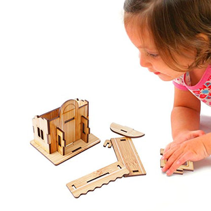 3D Wooden Puzzle, Mini DIY Model House Kit Educational Toys Jigsaw Puzzles Gift for Children and Adult