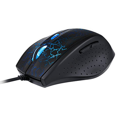 EagleTec MG030 2400 DPI Programmable Optical Gaming Mouse for PC, 6-Buttons, 2 Programmable Side Buttons, 4 LED Lighting Modes (Black)
