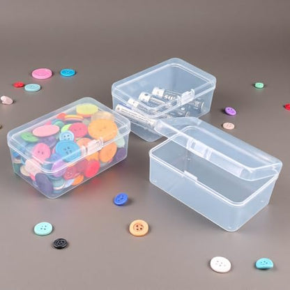 20 Pack Rectangular Mini Clear Plastic Storage Containers | Hinged Lid, For Beads and Small Craft Items, 3.35 x 2.17 x 1.38 inch - size: 3.35 x 2.17 x 1.38 inch