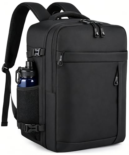 HILOMON Black Travel Backpack for Men Women, TSA Approved Personal Item Size fit for 18x14x8 Under Seat Backpack for Airplanes 15.6inch Laptop 30L Luggage Carry On Bag