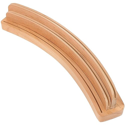 Gadpiparty Wooden Playing Card Holder Tray Curved Double Row Wooden Card Stand for Seniors and Adults 13.97 Inch Base Pallet Rack for Games