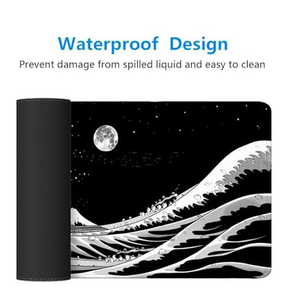 Japanese Sea Wave Anime Desk Mat Black and White Kanagawa XL Mouse Pad Large Mousepad Extended Laptop Keyboard Mat Gaming Desk Pad Mouse Mat 31.5"x11.8" Office Computer Keyboard Laptop Home - color: Japanese Sea Wave Anime_013, size: 11.8" x 31.5"
