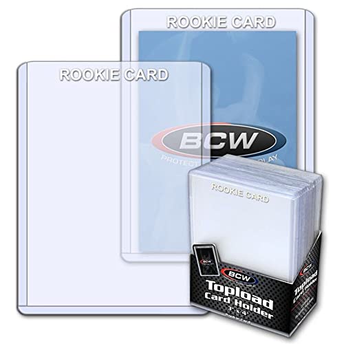 BCW 3X4 Top Loaders for Cards | Rookie Imprinted White Toploaders | Rigid PVC | Protects Baseball, Football, Hockey, MTG, Pokemon Cards | Standard Size Top Loaders - color: White