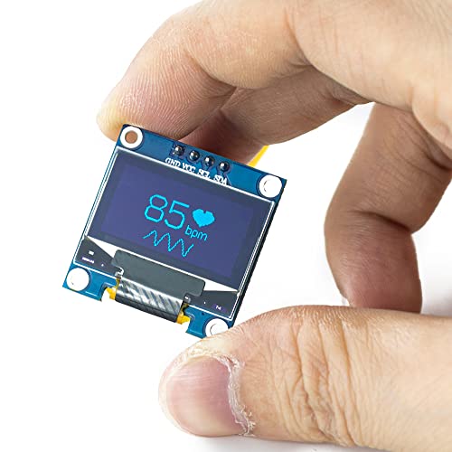 Hosyond 5 Pcs 0.96 Inch OLED I2C IIC Display Module 12864 128x64 Pixel SSD1306 Mini Self-Luminous OLED Screen Board Compatible with Arduino Raspberry Pi (Blue) - color: Blue