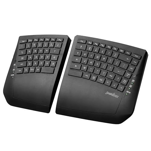 Perixx PERIBOARD-624B US, Wireless Ergonomic Split Keyboard - Up 30 Ft Separation - Adjustable Tilt Angle - Low Profile Membrane Keys - Black - US English - style: Wireless
