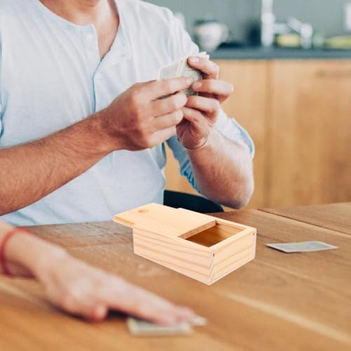 Lurrose Wooden Card Storage Box Trading Card Box Holder Poker Card Collection Box Organizer for Playing Gaming Cards Storage and Collection
