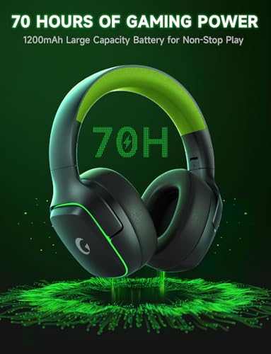 Gvyugke 2.4GHz Wireless Gaming Headsets for PS5, PS4, PC, Switch - Bluetooth 5.3 Gaming Headphones with Noise Canceling Mic, 7.1 Surround Sound, 70H Battery, Blue Lighting - Black Green - color: Black Green