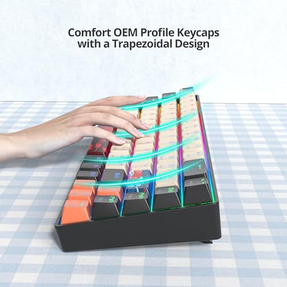 65% Mechanical Keyboard Wired Linear Red Switch RGB Backlight | 65 Percent 68-keys Compact Layout Gaming Keyboard TKL Ultra-Compact Mini RGB Backlit - color: 68 Carbon/Red Switch