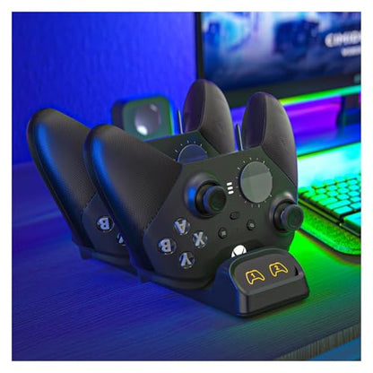Dual Controller Charger for Switch 2 Pro, Switch Pro, PS5 & Xbox Series X/S | Charges two USB-C controllers for Switch 2 Pro, Switch Pro, PS5 or Xbox Series X/S; third-party controller fit mayvary