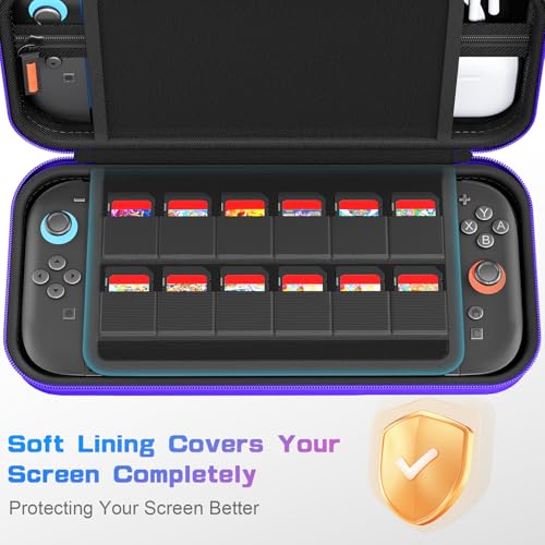 daydayup Switch Carrying Case Compatible with Nintendo Switch 2, with 24 Games Cartridges Protective Hard Shell Travel Carrying Pouch DS Case Purple - color: Purple, size: 2025-Inch
