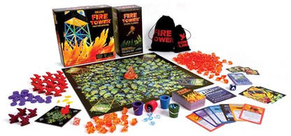Deluxe Fire Tower Board Game + Super Deluxe Rising Flames Expansion Bundle (Includes Two Mini expansions!) - Fight fire with fire in Fast paced and Competitive Game | Easy to Learn | 15-30 min