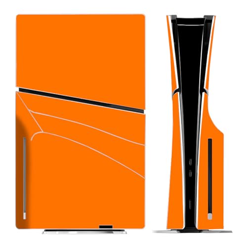 Solid Color Skin Wrap Compatible with PS5 Slim Disc Edition (Orange) | Console Cover Protective Sticker, Game Controller Vinyl Wrap - color: Orange