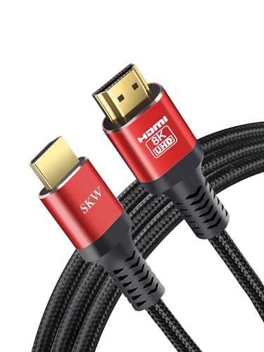 SKW HDMI Cable 30 ft, 8K@60Hz 4K@120Hz 48Gbps Ultra High Speed Nylon Braided HDMI 2.1 Cable with Gold-Plated Connectors, Compatible with PS5, Xbox, TV, Sony Bravia, Fire TV, Nintendo Switch - size: 30ft/9m