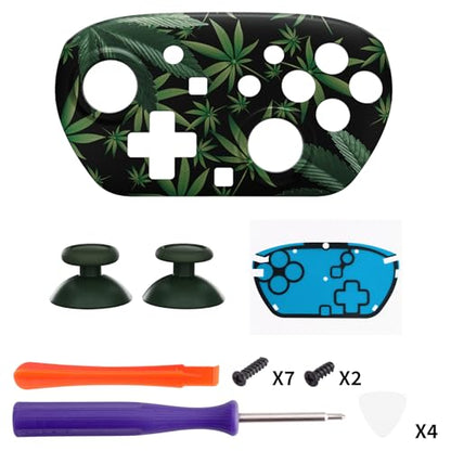 eXtremeRate DIY Replacement Faceplate Shell for Nintendo Switch 2 Pro Controller, Custom Front Housing Case, Thumbsticks and Screwdriver Tools for Switch 2 Pro Controller - Green Weeds - color: Green Weeds