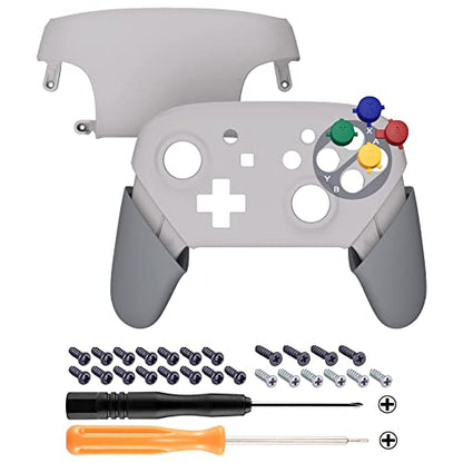 eXtremeRate SFC SNES Classic EU Style Faceplate Backplate Handles for Nintendo Switch Pro Controller, Soft Touch Replacement Grip Housing Shell Cover with Colorful ABXY Buttons for Nintendo Switch Pro - color: Classic SFC SNES EU Style