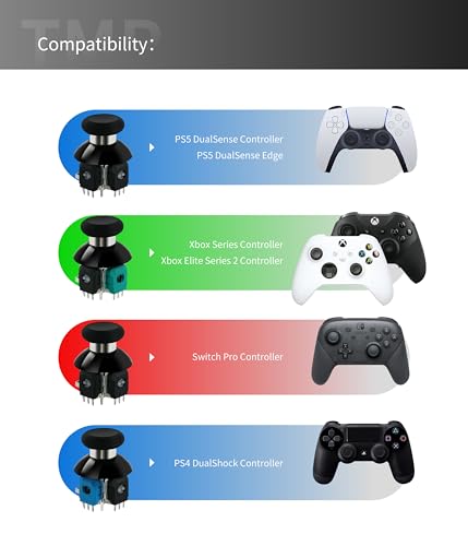 GuliKit 720° Adjustable Tension TMR Magnetic Joystick Replacement Kit for Switch Pro Controller Anti-Drift Stick Repair Module with 3 Pairs of Thumbstick Caps, Soldering Required - color: NS55-SP-Black