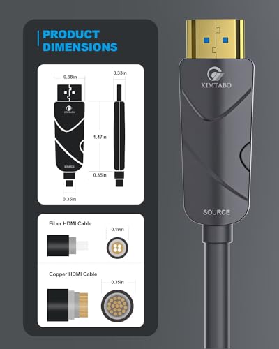 4K HDMI Cable 100 ft，Fiber Optic HDMI Cord (HDMI2.0b, 18Gbps, 4K 60Hz 4:4:4 RGB, 1080p), Ultra High Speed Uni-Directional Active Slim Cord, Compatible with PC Laptop PS3 PS4 Projector HDTV - size: 100 ft