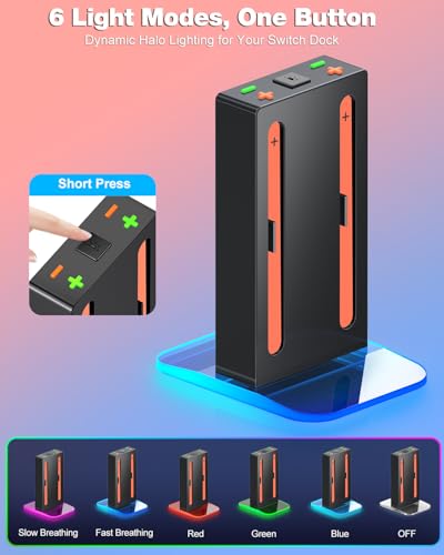 Upgraded Switch 2 Charging Dock for Nintendo Switch 2 Joycons, 4-in-1 Magnectic Controller Fast Charging Station with Adjustable 8 RGB Lights, Compact Desktop Stand for Bedroom & Gaming Setup,S - size: S-Square Sturdy Dock