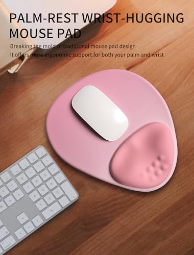 Palm-Rest and Wrist-Hugging Mouse Pad Wrist Rest, Ergonomic Wrist Support with Curve Fitting Cushioned Memory Foam for Carpal Tunnel Pain Relief, 9.9 x 8.3 Inch, Blush Gradient - color: Blush Gradient