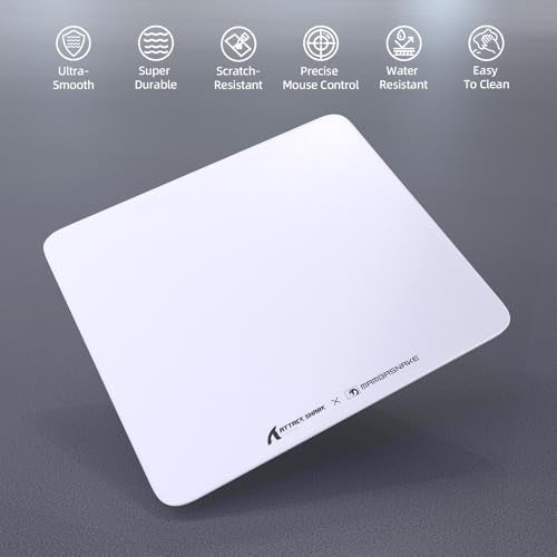 ATTACK SHARK CM05 Glass Gaming Mouse Pad,17.7x15.7 in Large Mouse Mat，Non Slip 9H Hard Mousepads,Nano-Textured Glass Surface with Improved Precision and Speed for FPS Players-Pure White - color: Pure White