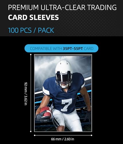 Ultra Clear Soft Penny Sleeves - 100pcs Standard Size Trading Card Protectors, Fits 35-55PT Cards, Acid-Free PVC-Free Card Sleeves for Collectors, Sports & Outdoors - size: 66×92mm (2.60"×3.62")