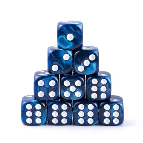 10 Pieces Polyhedral D6 Dice Set, 6 Sided Dice 16mm for RPG MTG DND Table Games (Blue) - color: Blue